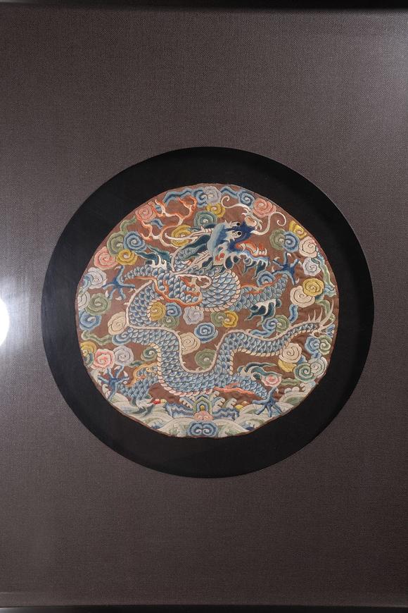 清彩绣团龙纹补