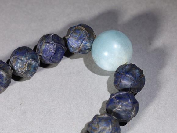 晚清青金石纽扣结十八子手持