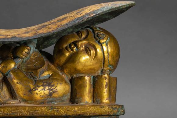 中国明代铜鎏金枕