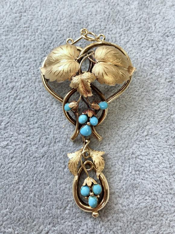 1840年代15k金配波斯绿松石胸针15kgoldandturquoisebrooch1840s