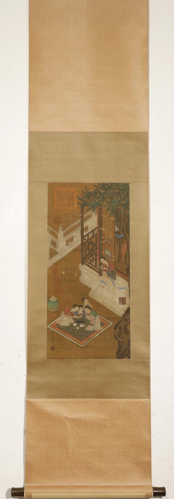 吴道子仕女图绢本立轴