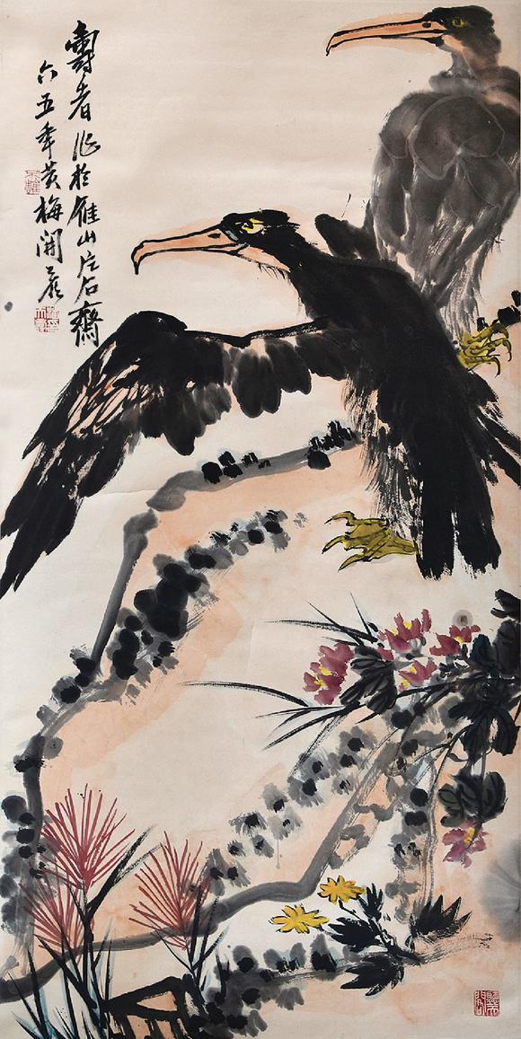 潘天寿鹰石图