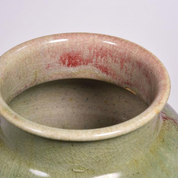 清中期 郎绿釉广口梅瓶