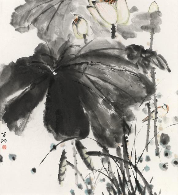 苏百钧b1951荷花翠鸟