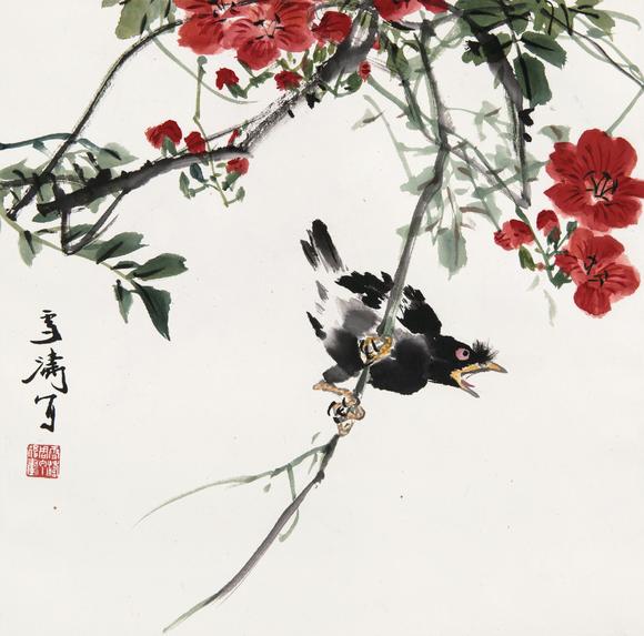 王雪涛19031982凌霄八哥设色纸本立轴