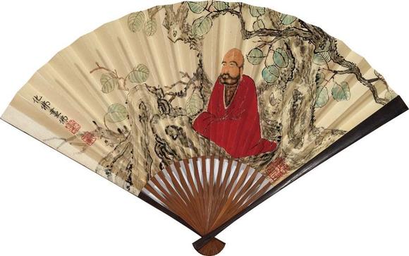 钱化佛款达摩成扇