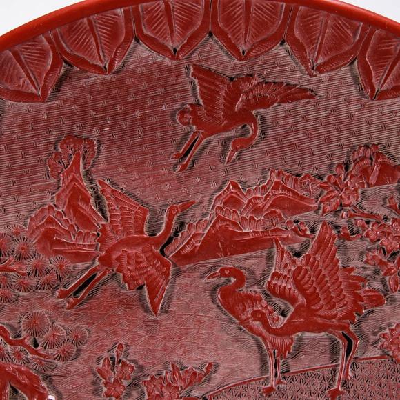a chinese carved red lacquerware plate_a chinese