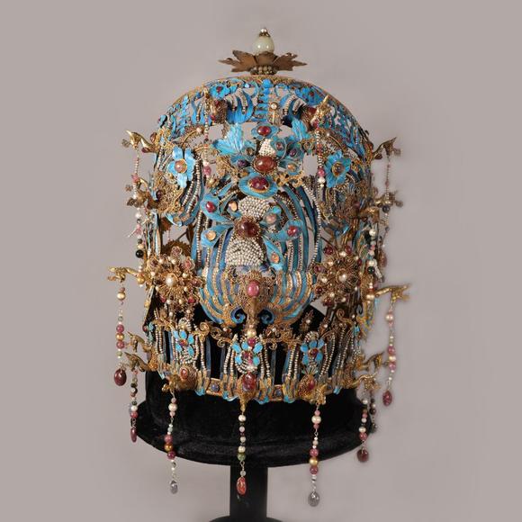 清银鎏金点翠凤冠