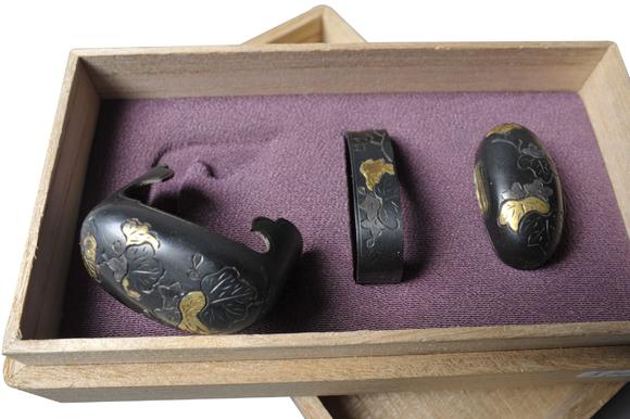 十九世纪样式日本刀装具缘头鞘尾枫叶