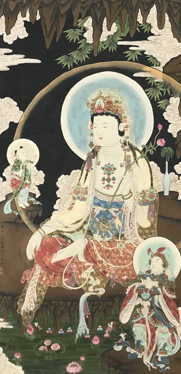 丁观鹏童子拜观音