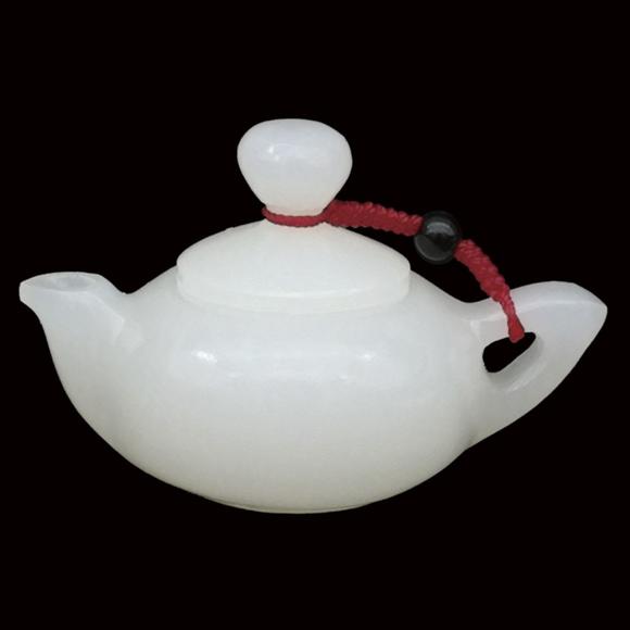 书画艺拍羊脂白玉壶