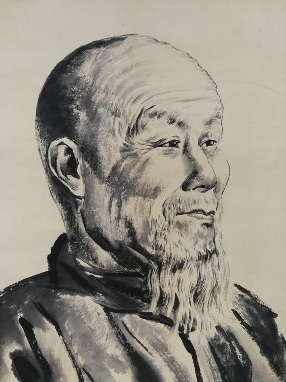 蒋兆和老人肖像纸本立轴