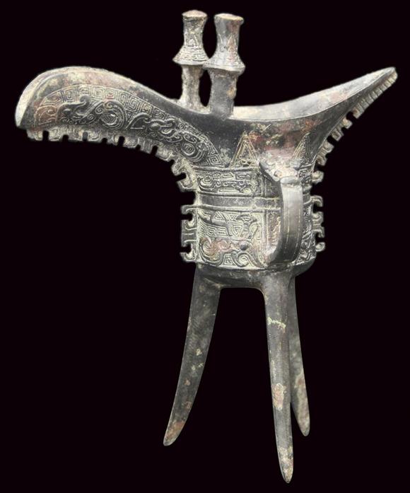 书画艺拍战国青铜爵杯