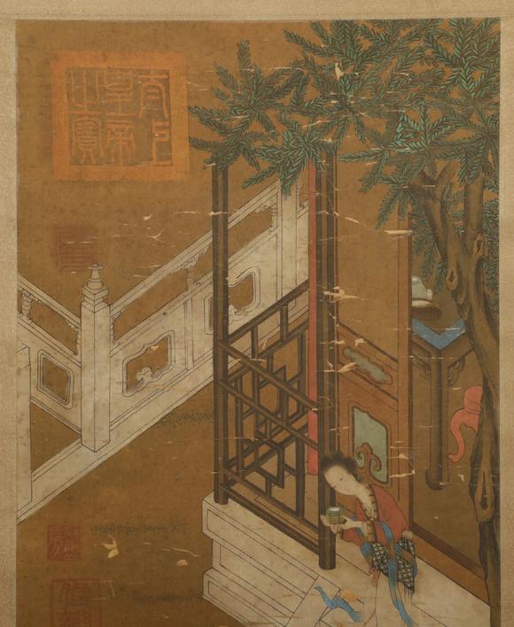 吴道子仕女图绢本立轴