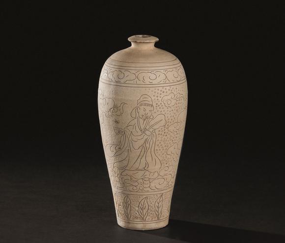 金代11151234磁州窑珍珠地人物纹梅瓶