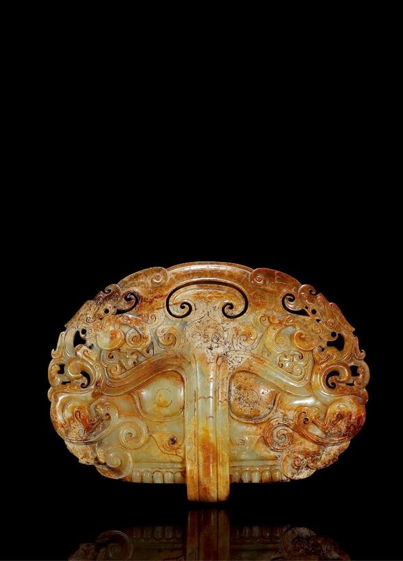 明玉雕龙凤纹兽面