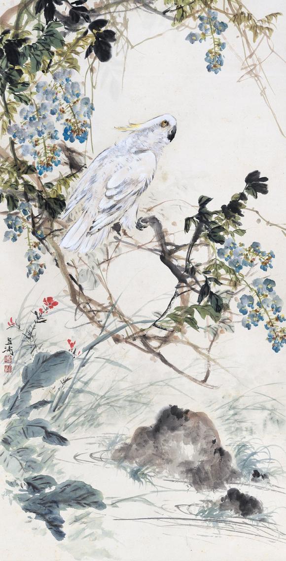 北京荣宝王雪涛(1903-1982) 紫藤鹦鹉