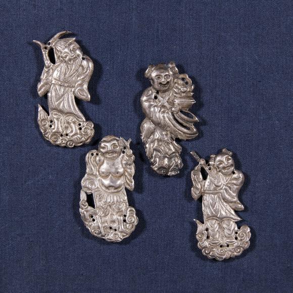 银制八仙帽花一套