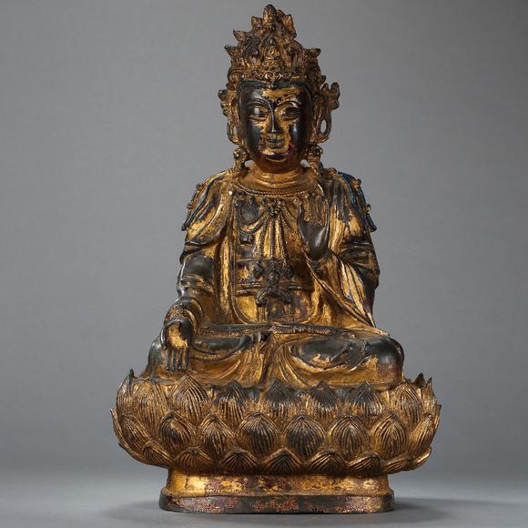 中国明代铜鎏金佛像mingdynastygiltbronzebuddhastatue
