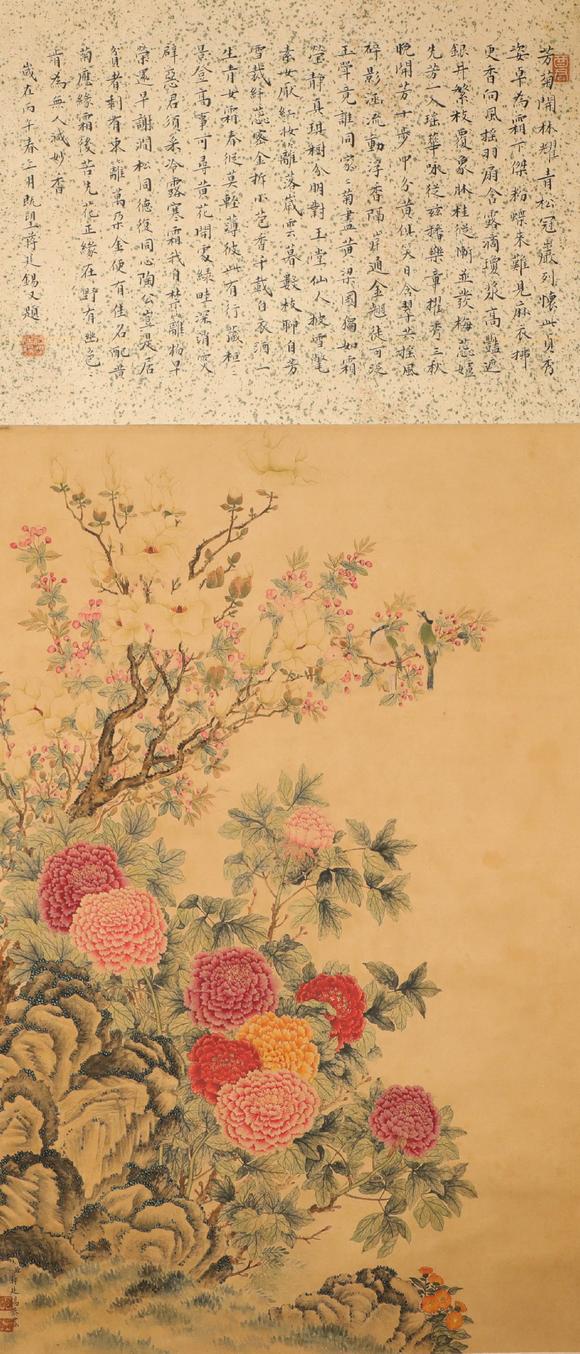 liaodu art auction中国古代水墨画  作者,蒋廷锡 绢本立轴 ink