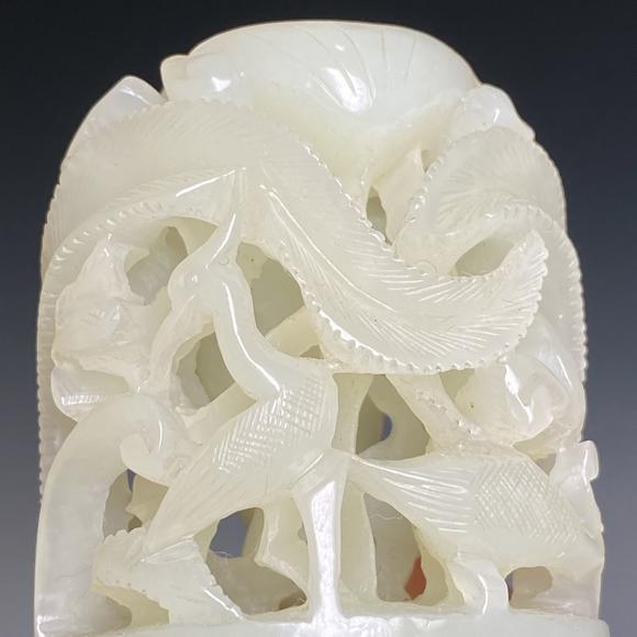 日本美协白玉一鹭清廉炉顶