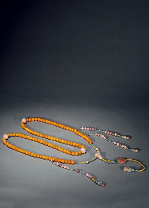 西泠拍卖清·蜜蜡108子朝珠