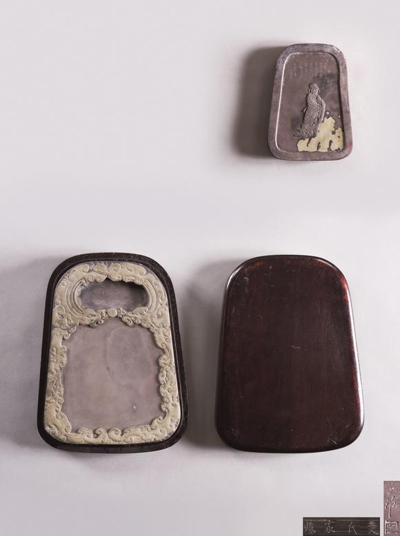 清代16441911子昂款端石雕夔龙纹砚